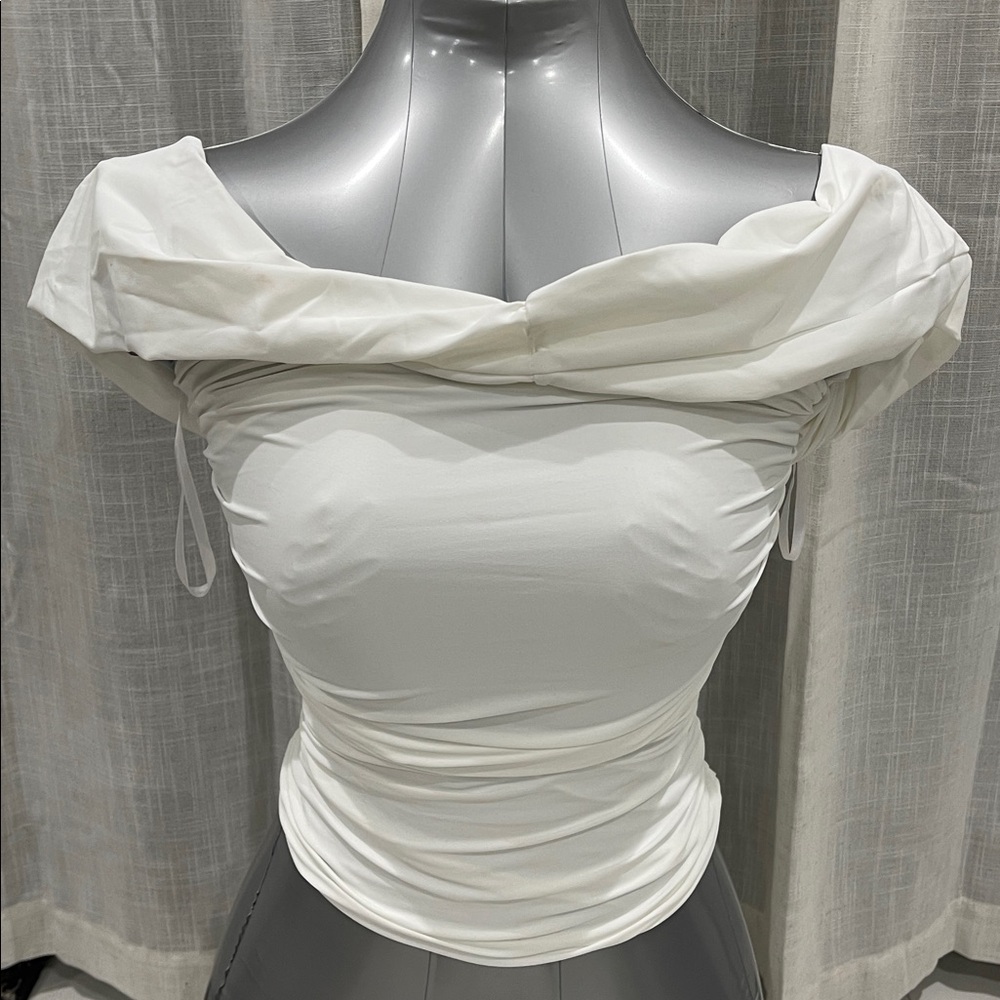 Chiara Boni Cream Ruched Blouse
